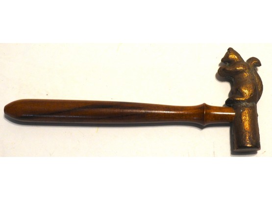 1940s Wood And Brass Squirel Nut Cracker Hammer