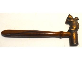 1940s Wood And Brass Squirel Nut Cracker Hammer
