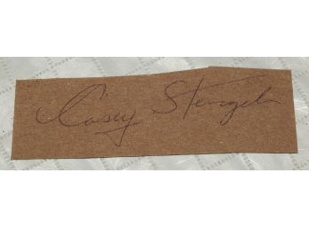Signed Cardboard Strip From NY Mets Casey Stengel