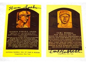 Signed Baseball HOF Cards By Warren Spahn & Carl Hubbell