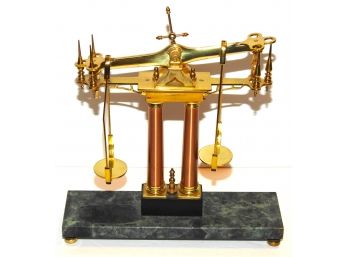 Cool Franklin Mint Desktop Brass Scale With Marble Base Heavy For Size
