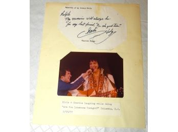 Signed Letter By Charlie Hodge  & A Photo Of Charlie Hodge & Elvis Presley