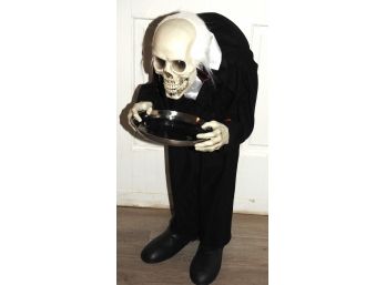 Cool 36 Inch Skeleton Butler Animatronic Butler With Serving Dish Lights Up And Makes Sounds