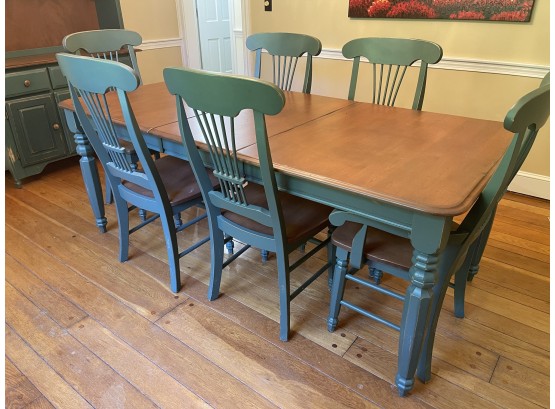 A Custom Made Canadel Farmhouse Style Dining Table & Chairs, Made In Canada