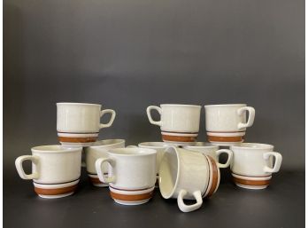 Set Of 10 Chateau Hand Painted Stoneware Mugs