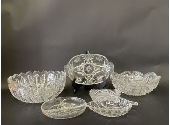 A Collection Of Six Cut Glass Pieces