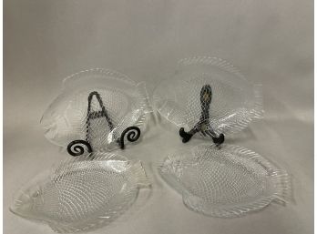Four Glass Fish Serving Dishes
