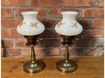 Two Beautiful Milk Glass Lamps