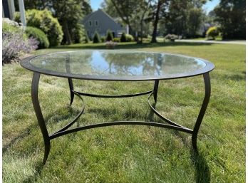 A Beautiful Charleston Forge Metal & Glass Round Coffee Table
