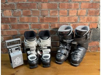 Two Sets Of Ski Boots And Ski Tote