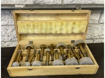 A Great Set Of Shank Boring Hole Drill Bits In A Wooden Box