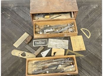 A Beautiful Wooden Tool Box With Great Vintage Tools