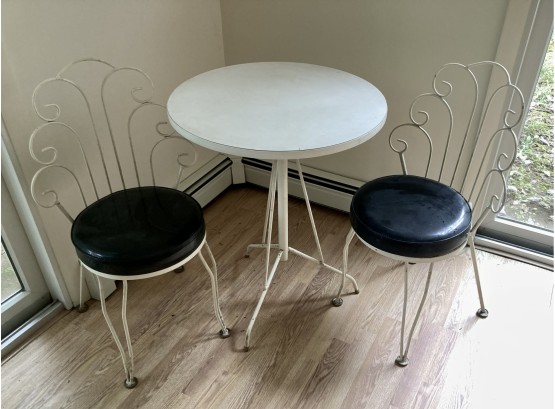 Vintage Ice Cream / Bistro Table With Two Chairs