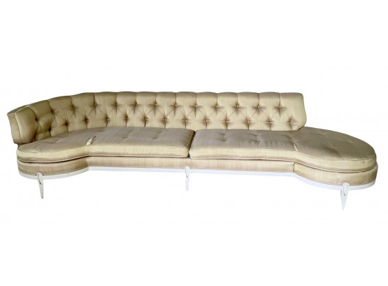 Mid Century French Regency Golden Yellow Curved Sofa