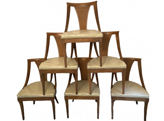 Six MCM American Of Martinsville Dining Chairs With Cane Backs