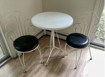Vintage Ice Cream / Bistro Table With Two Chairs