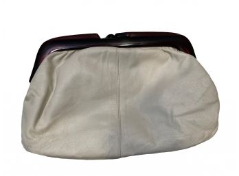 Vintage White Leather Clutch Bag