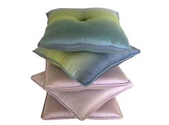Five Vintage Custom Made Silk 12' Square Pillows
