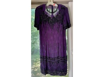 Vintage Fully Beaded And Sequined Silk Cocktail Dress - Jennifer KVM