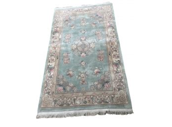 Vintage High Pile Light Teal Green Chinese Rug 96' X 60'