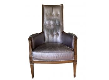 Vintage Mid Century Metallic Purple Leather High Back Chair