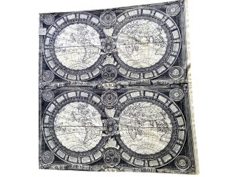 Vintage Piece Of Printed 'Magellan' Cotton Fabric 47.5' X 49'