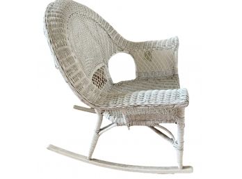 Vintage White Wicker Rocking Chair