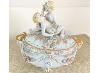 Vintage European Gilded Fine Porcelain Covered Box