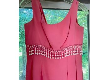 Vintage Pink Sheath With White Beading - Femme Fashions