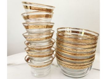 Fourteen Vintage Gold Rimmed Bowls