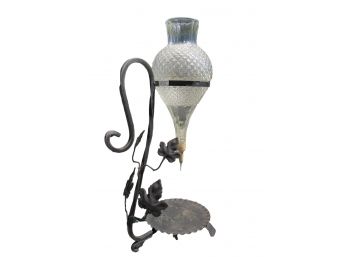 Glass Wine Decanter  With Wrought Iron Stand