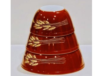 Beautiful Pyrex Bowls Red With Autumn Harvest Design