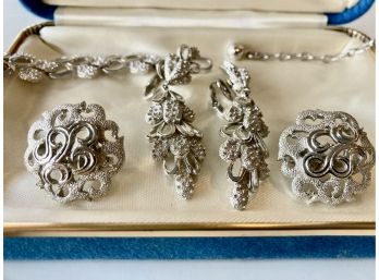 Jewels By Trifari Silver Bracelet With 2 Set Of Earrings New Not Used With Tag On