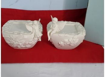 Vintage Set Of 2 Partylite Candle Holders With Girl And Boy