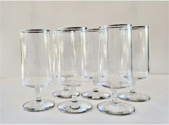 Lenox Rapture Platinum Lined Rim For Water Iced Tea Or Juice Blown Glass Set Of 6