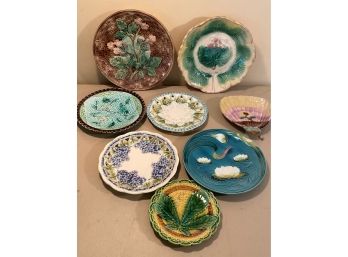 A Beautifull Group Ofvintage And Old Majolica Plates & More