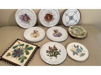 A Collection Of Old Ceramic Trivets, Made In Germany, Japan & More