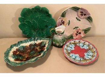 A Five Pieces Of Beautifull Majolica France & More