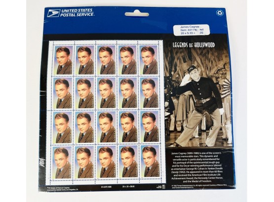 Legends Of Hollywood  - JAMES CAGNEY  - Single Full Sheet 33 Cent  Stamps - SEALED