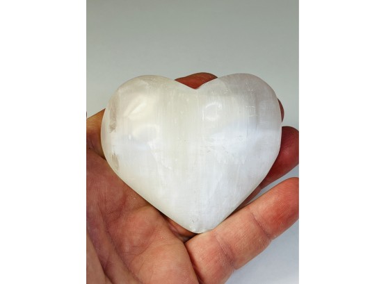 Glowing White Polished Stone Heart