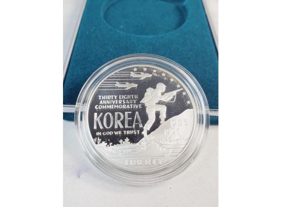 1991 Korean War Memorial Silver PROOF Coin With COA