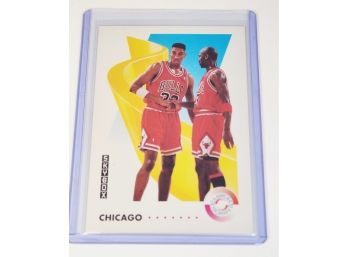 1991 Skybox #462 Michael Jordan & Scottie Pippen Teamwork Card Chicago Bulls Basketball
