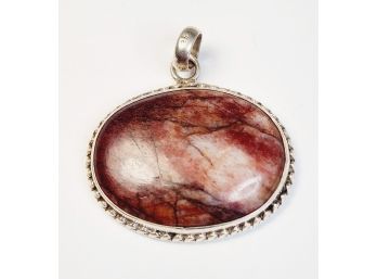 Large Sterling Silver Red Stone Pendant