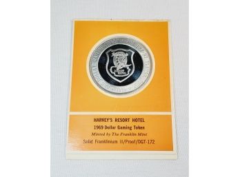 1969 Franklin Mint HARVEY'S RESORT HOTEL One Dollar PROOF Gaming Token