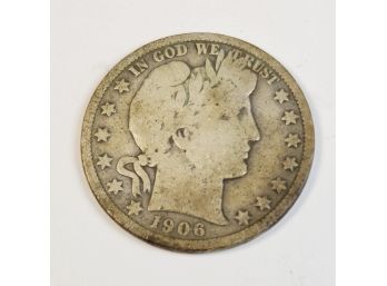 1906-D Barber Half Dollar Silver