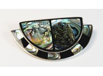Vintage Sterling Silver Abalone Inlay Pin/brooch