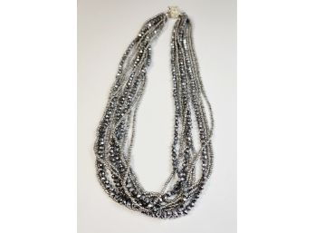 Flashy Multi Band Beaded Necklace With Magnet Clasp