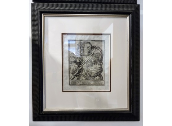 RENAISSANCE STYLE PRINT IN BLACK FRAME # 12 - IN EXCELLENT CONDITION