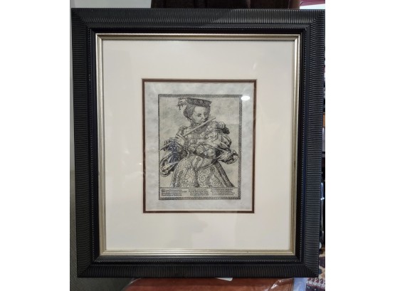 RENAISSANCE STYLE PRINT IN BLACK FRAME # 11 - IN EXCELLENT CONDITION