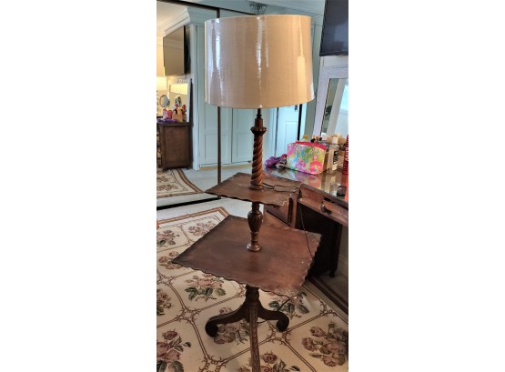 RARE VINTAGE 70 YEAR OLD 2 TIER FLOOR LAMP WITH NEW LAMP SHADE